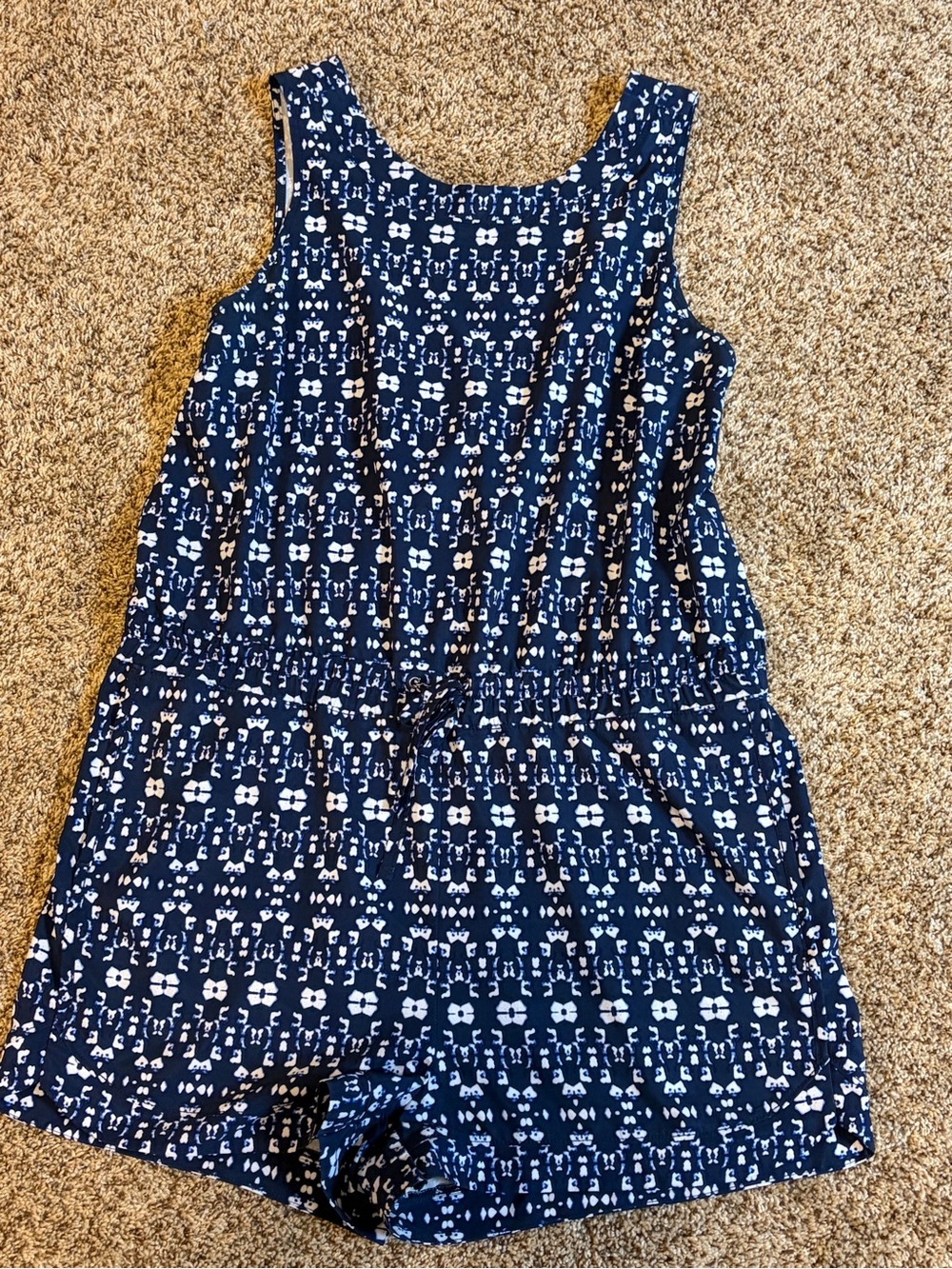 Athleta Navy Blue Printed Womens Romper
